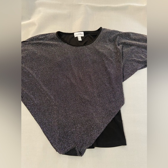 Joseph Ribkoff Tunic Size 6 Black Silver Metallic Dolma Sleeves - Picture 9 of 10